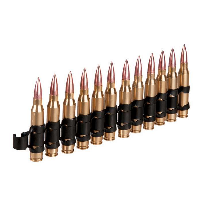 Bande de 12 munitions 5.56 factices en aluminium